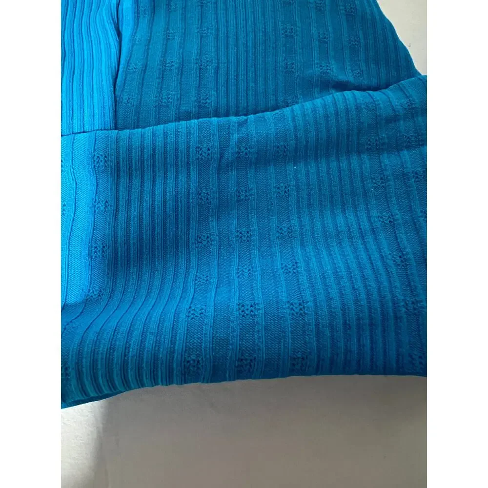 NWT L*Space Women's Ribbed Pointelle Winnie Bikini Swim Top Electric Blue Size S